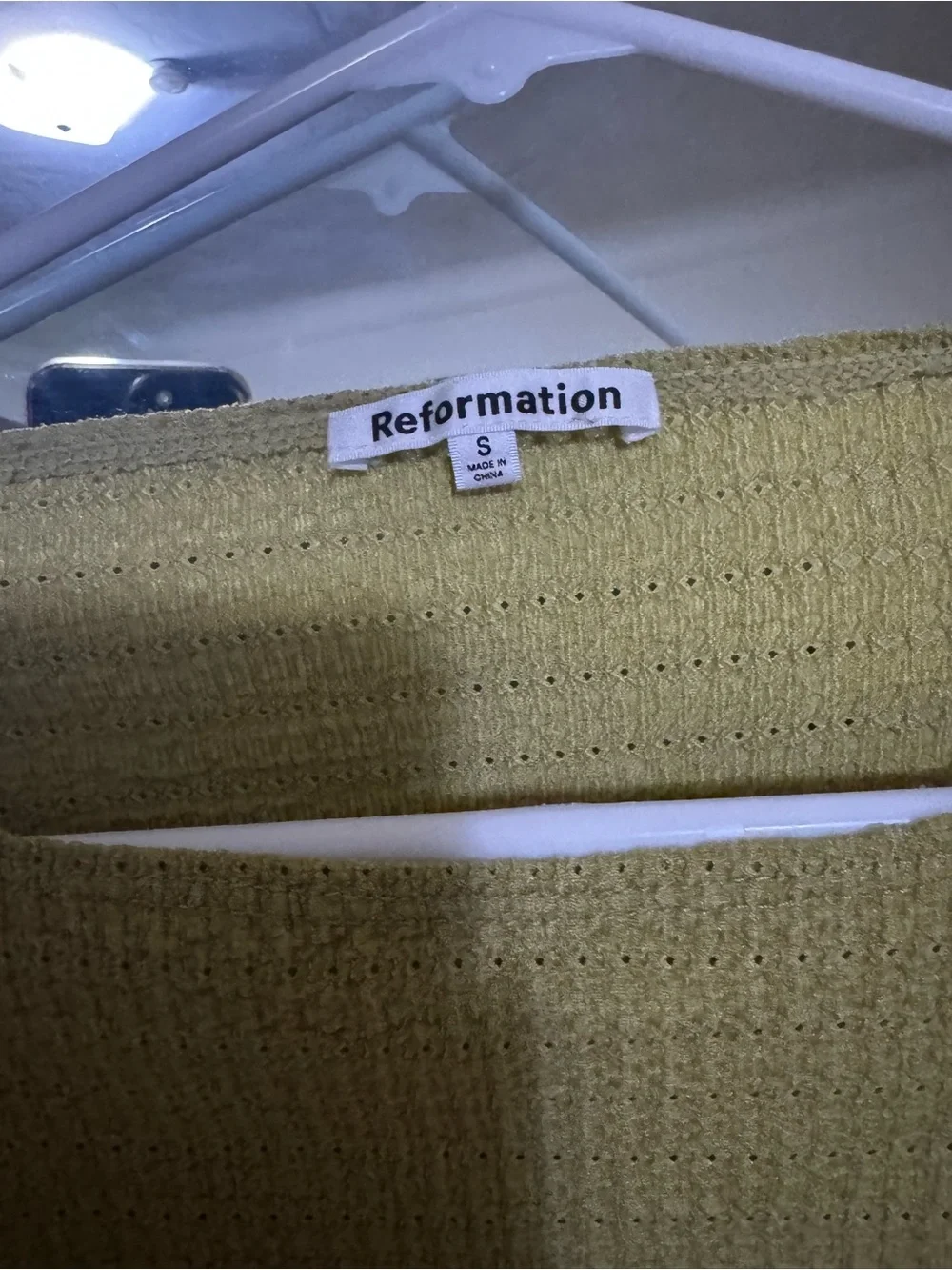 Reformation Olive Green Textured Knit Top